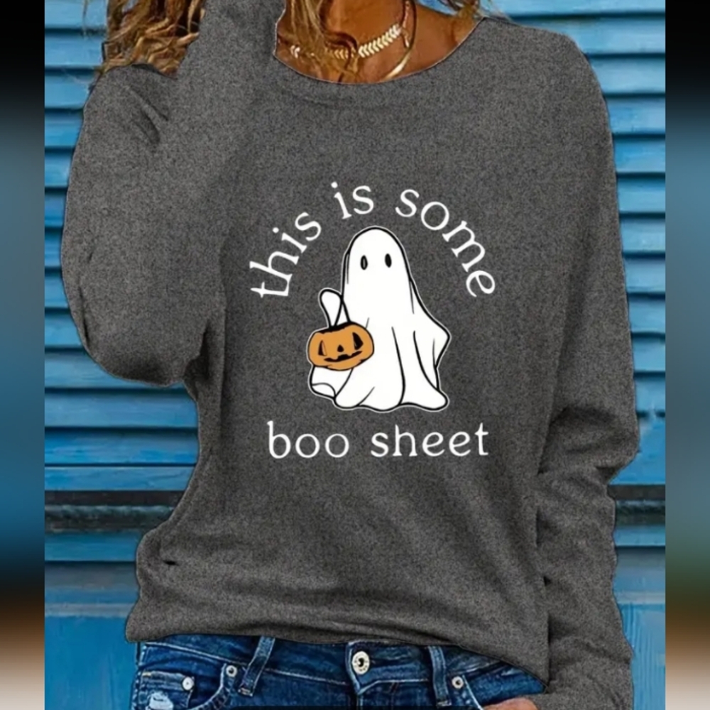 Long Sleeve Halloween Tee "This is some Boo-Sheet🤣XXL=14